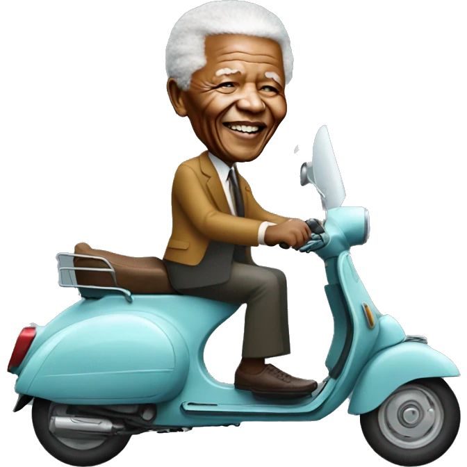 Nelson Mandela driving a vespa emoji
