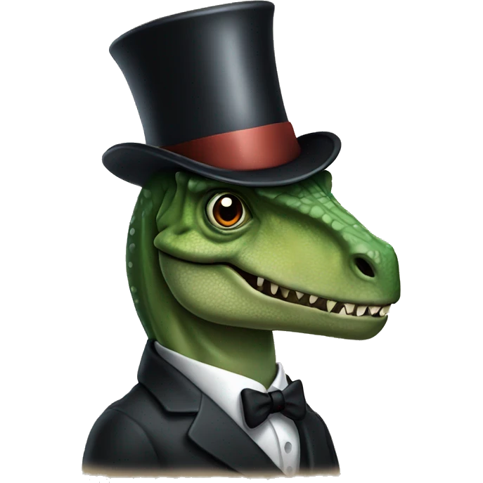 Dinosaur with a monocle and top hat emoji