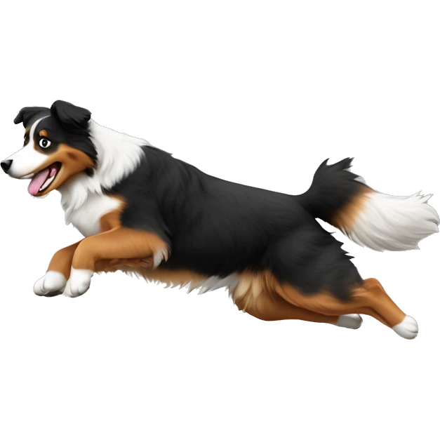 Jumping Australian shepherd over anvil emoji