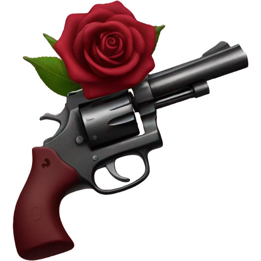 a burgundy revolver and a rose knocked it off emoji