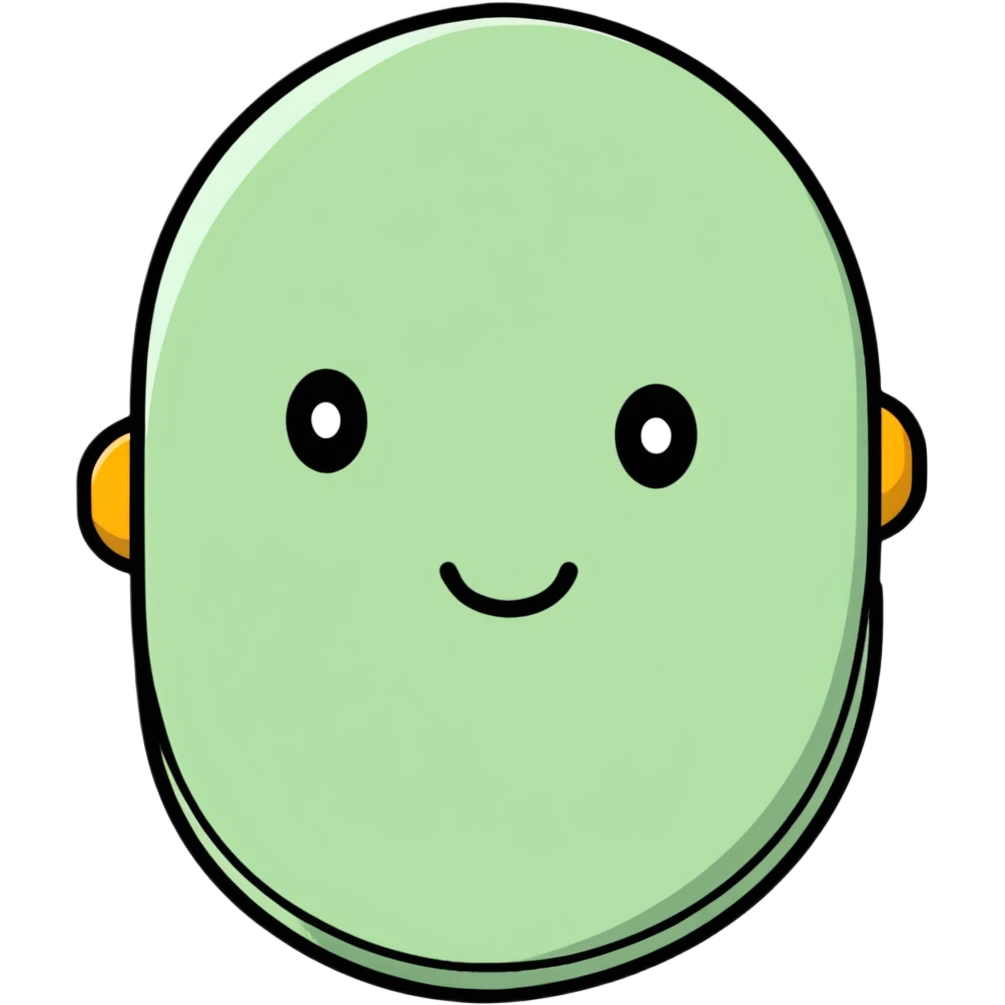 character with oval-shaped head with flat top emoji