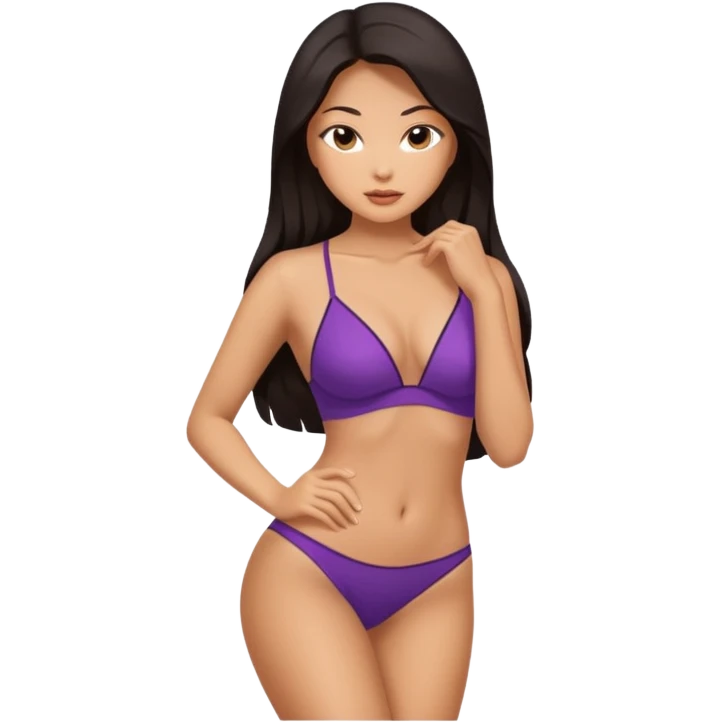 asian nude woman standing in sexy pose, beautiful face, full body, long dark hair emoji
