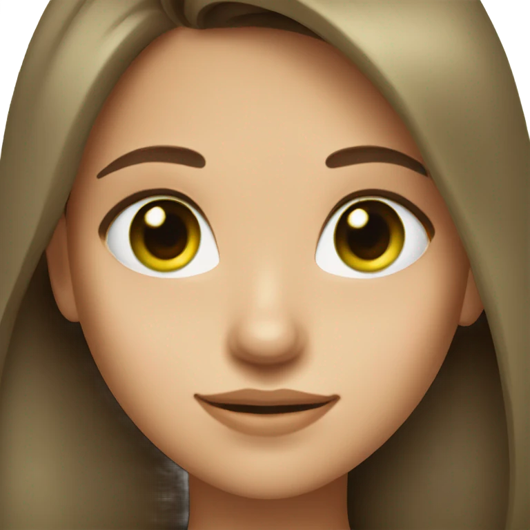 Girl with straight long brown hair and green eyes emoji