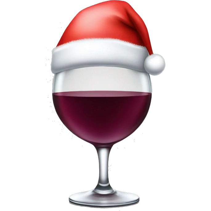Wine glass with a Santa hat emoji