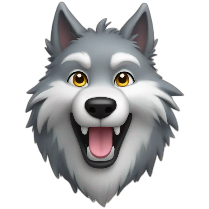a furry anthropomorphic wolf saying hello emoji