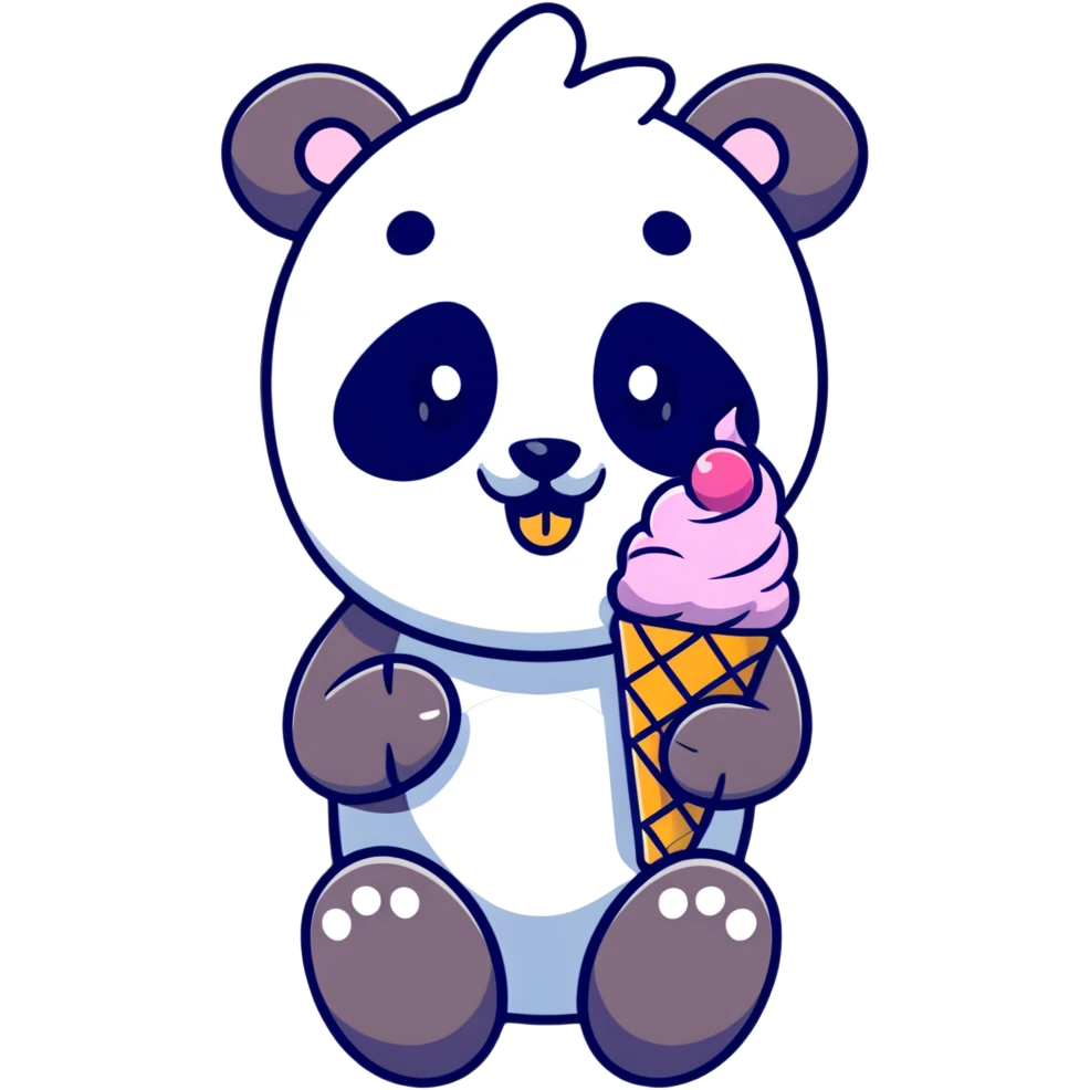 Panda eating ice cream emoji