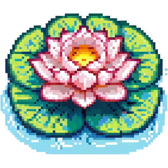pixel art lotus flower with water ripples emoji