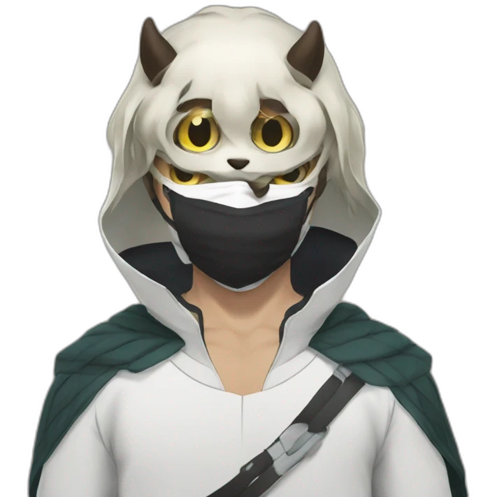 Inosuke from the anime Demon Slayer wears a mask emoji