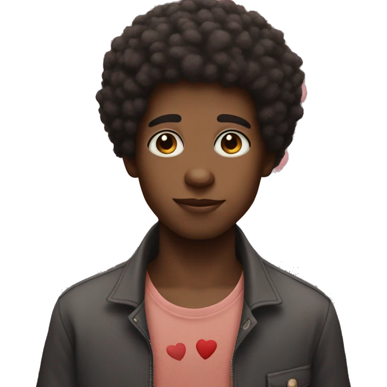 afro boy with hearts as eyes emoji