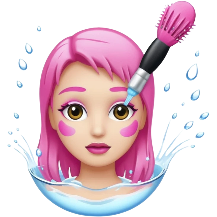 water Rinse pink makeup brush emoji