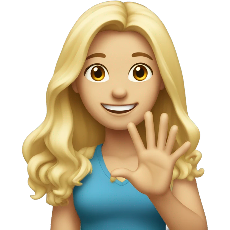 Blonde Girl Long hair says hi emoji