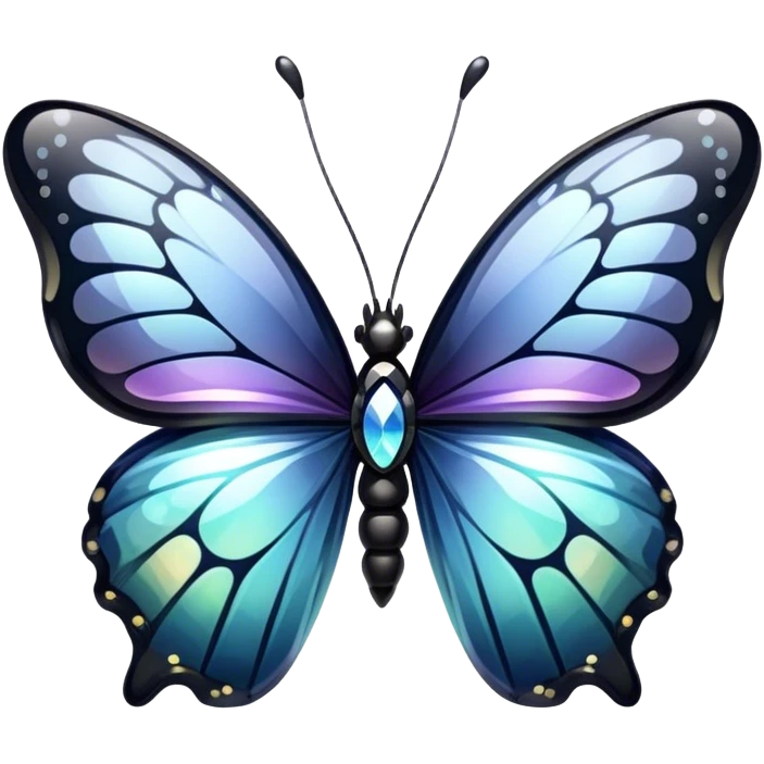 Glossy shiny iridescent Obsidian glass crystal butterfly emoji