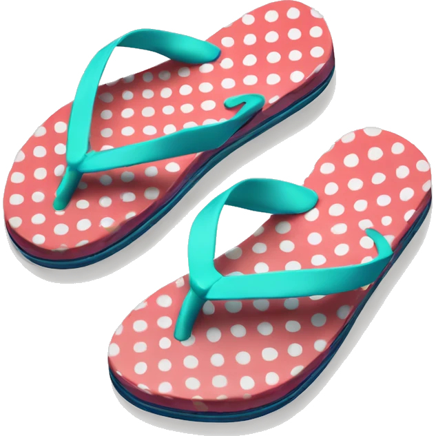 Realistic pair of polka dot summer flip flops isolated. emoji