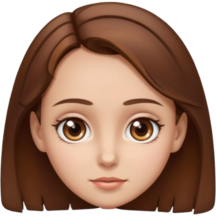 A girl with brown hair and brown eyes and a huge forehead emoji