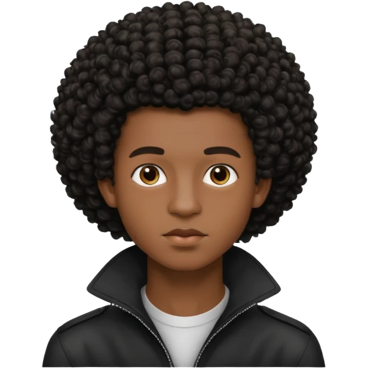 Une homme de 17 ans il a la peau noir foncé , des lèvres pulpeuses  . Il a un taper bouclé afro mais que au dessus car les cheveux ont un taper et des contours  emoji