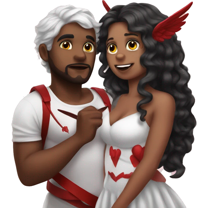 Me and my bf dress as cupid and victim  emoji