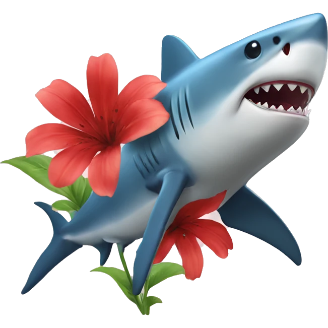 Shark with a flower emoji