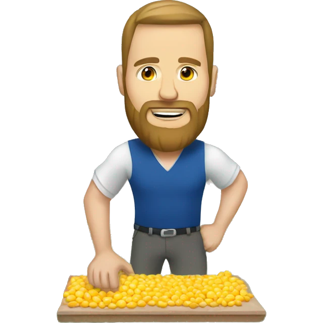 White man with beard playing corn hole emoji