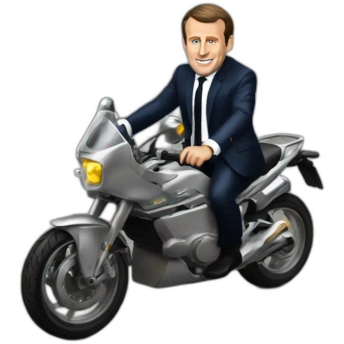 Emmanuel Macron riding an moto emoji