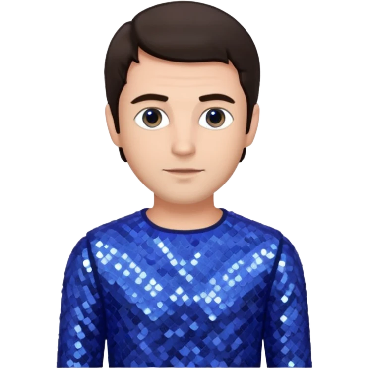 Jeff East, Actor with dark brown hair, periwinkle sequin outfit emoji