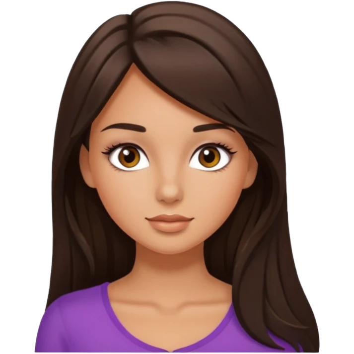 Brunette pretty girl tanned with lashes emoji