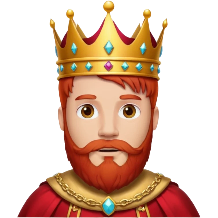 bearded king with crown and red outfit red hair emoji