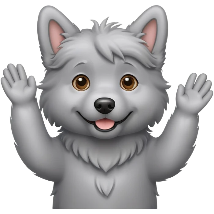 A gray dog waving emoji