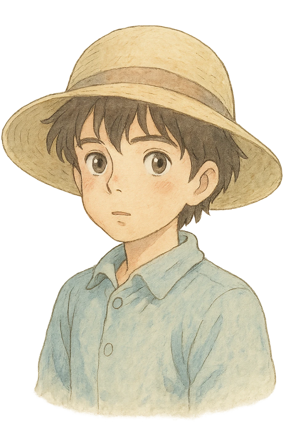 boy wearing a hat, ghibli style emoji
