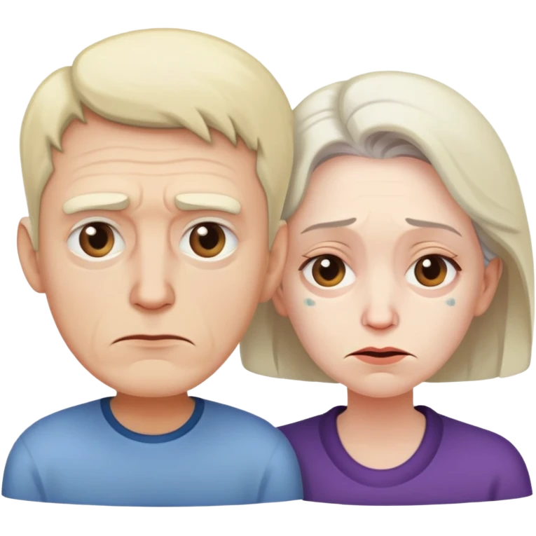 Younger man and older woman both sick emoji