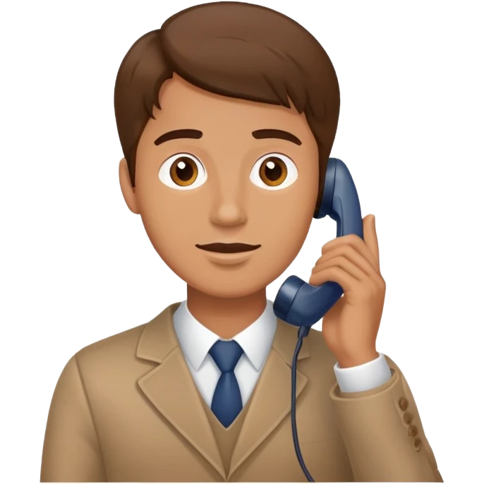 Man with brown hair making phone calls emoji