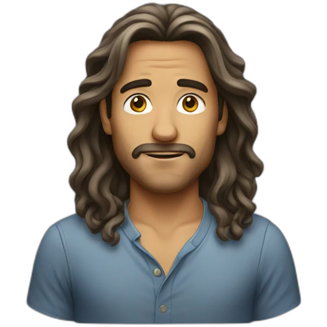 Men have long hair emoji