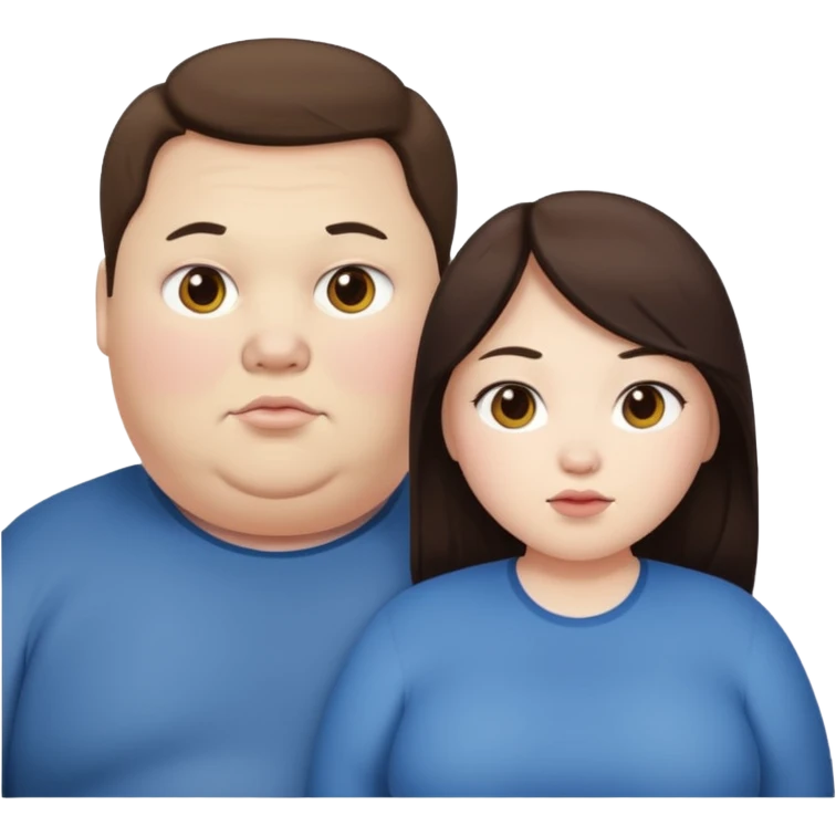 obese brunette white guy with obese brunette asian girl emoji