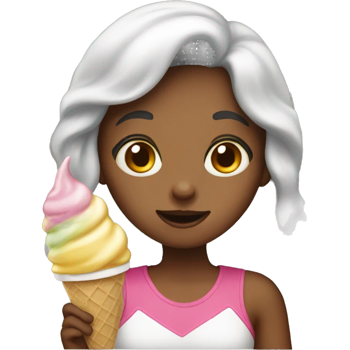 a girl doing ice-cream emoji