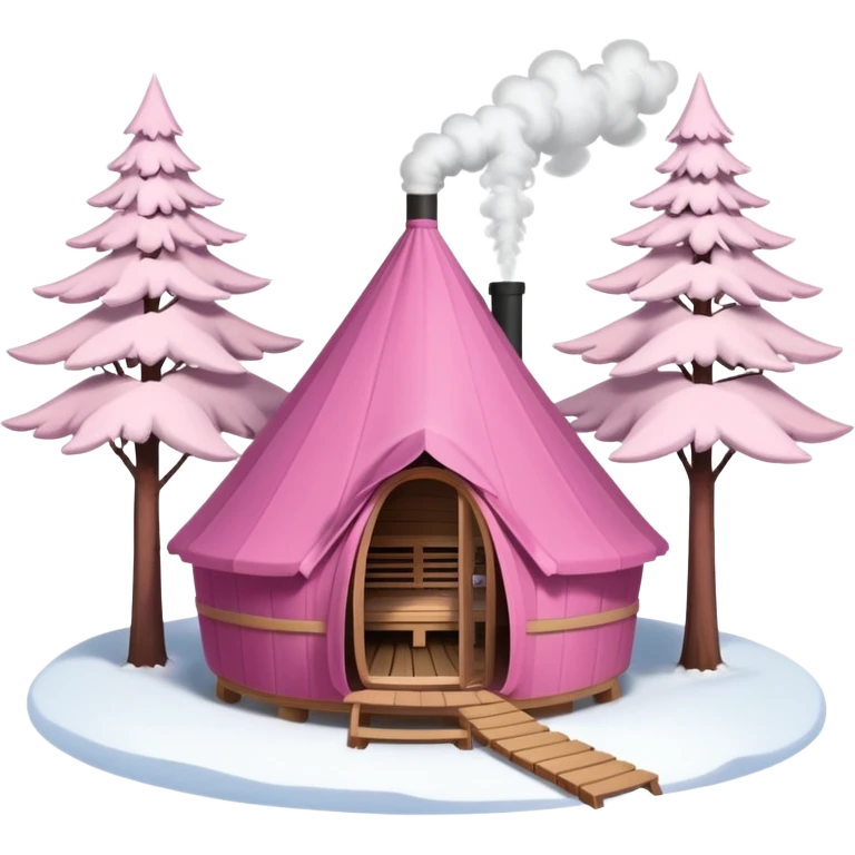 la tent that is a sauna and its smoke out the pipe try one with snow and trees around also pink
ag den mer som en rundt firkant og sort, også kan det stå SAUNA på pink emoji