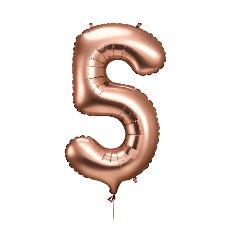 Rose gold number 5 balloon emoji