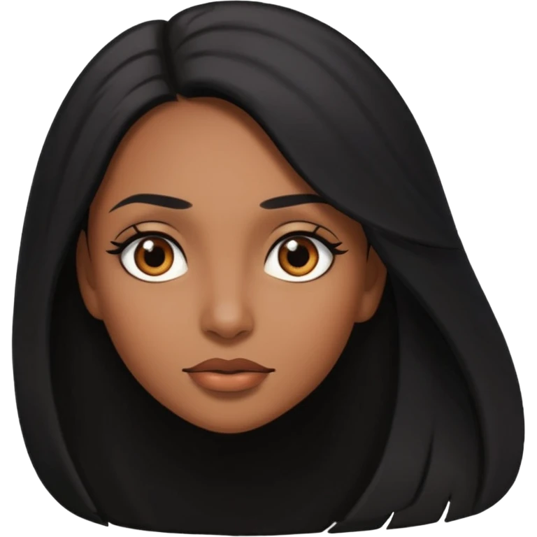 pretty brown skin woman with long black hair and brown eyes with the side eye expression  emoji