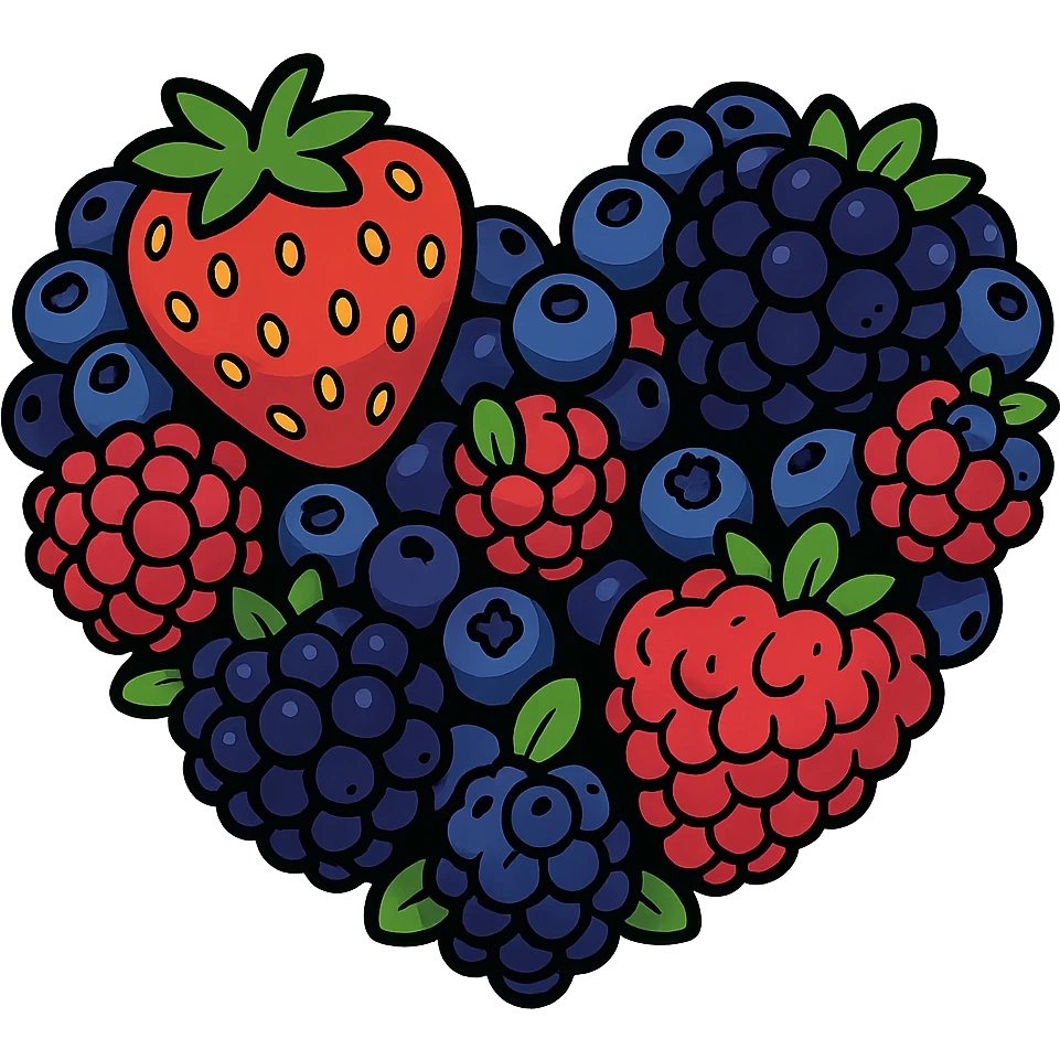 heart shape made out of berries emoji