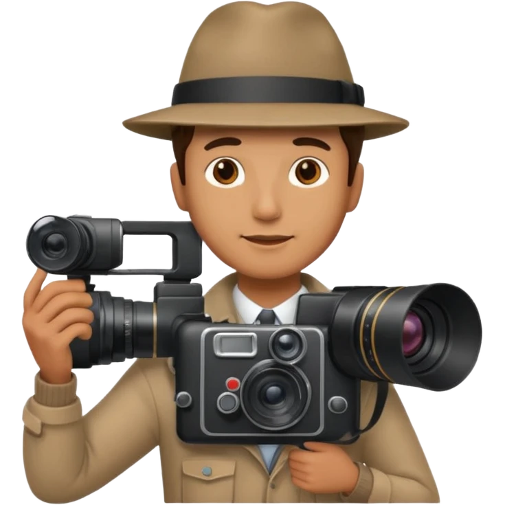 man hold  large film Camera ,on his shoulder emoji