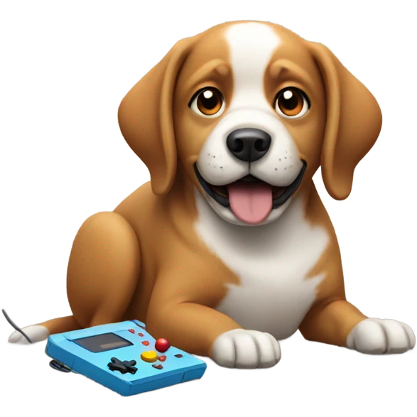 Dog playing Nintendo emoji