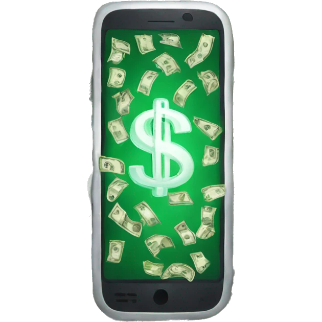 phone with dollar bills inside of it emoji