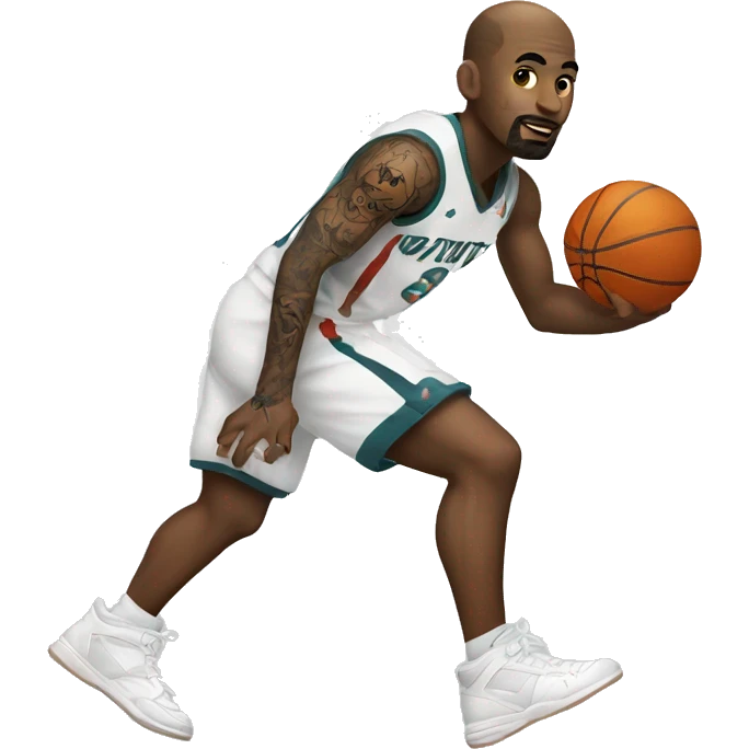 A white basketball player with tattoos on his leg emoji