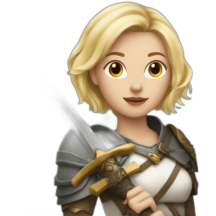 Woman blonde with sword and rabbit emoji
