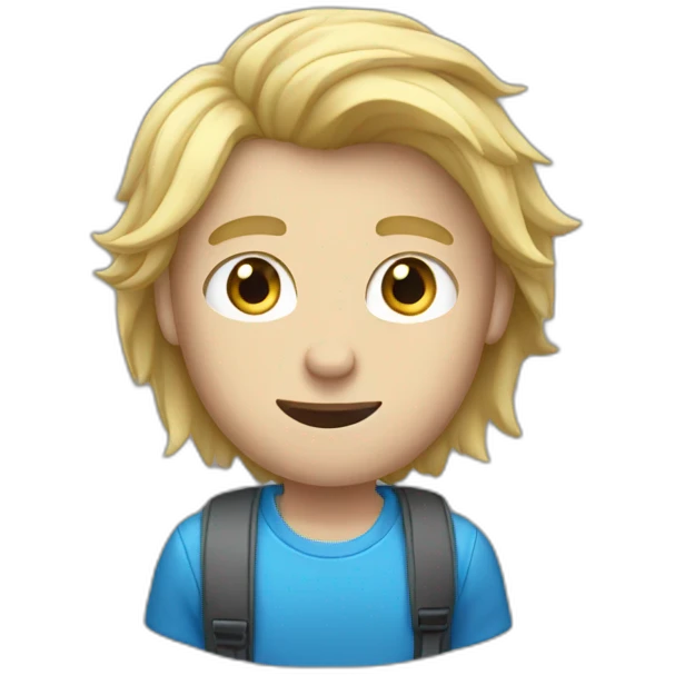 Male Student with panic blond hair blue eyes emoji