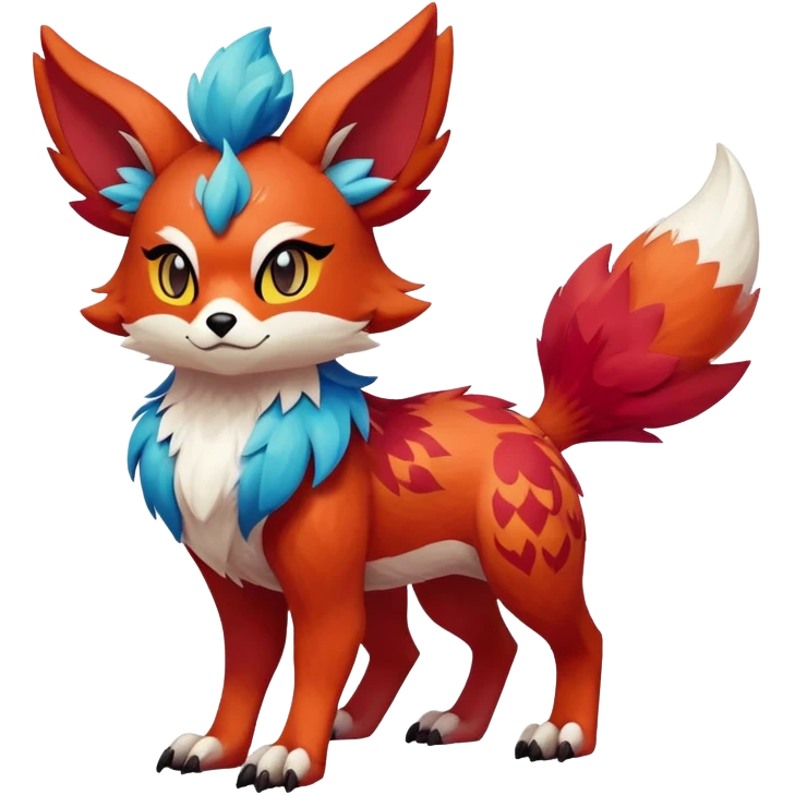 Falvie-Fionbri-fantasy-creature-Fakémon-Pokémon, full body, with markings emoji