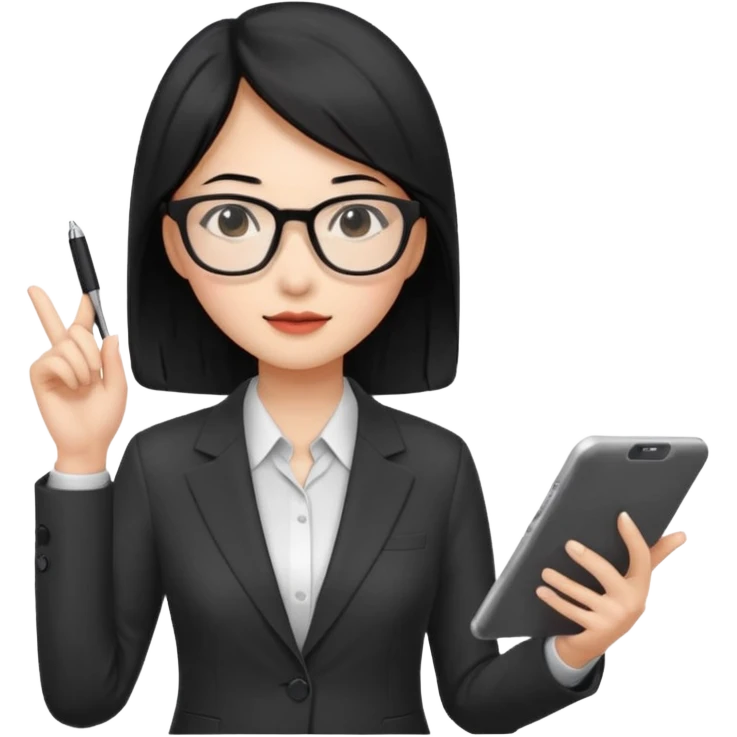 female asian quant trader, black hair, with glasses emoji