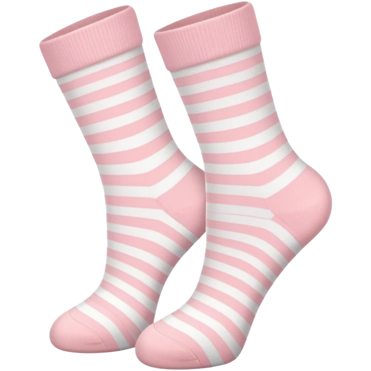 All white terry socks with slim powder pink stripes, cute emoji