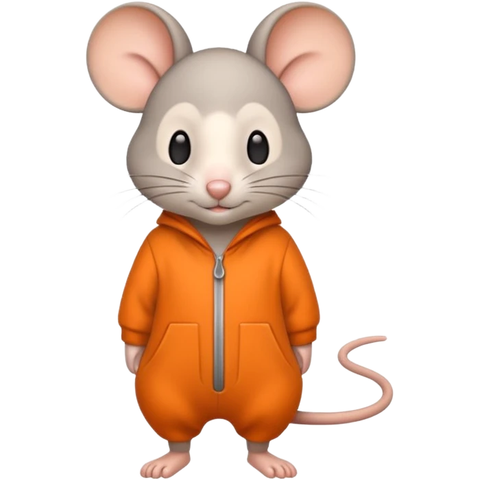 a grey mouse Prison wear orange jumpsuit emoji