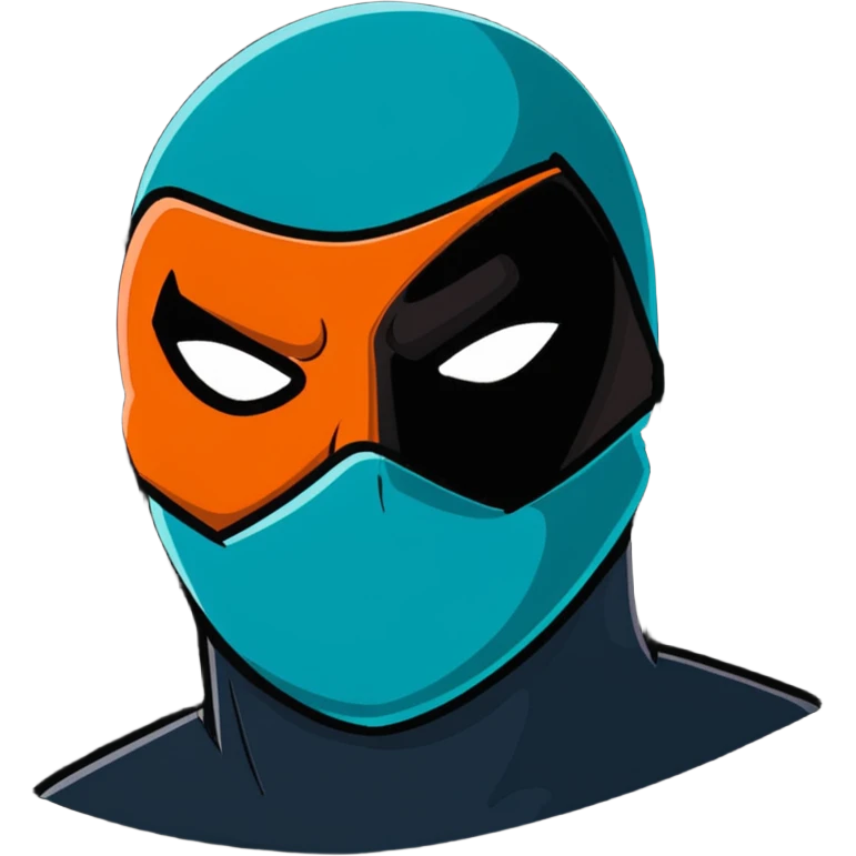 evil burglar with teal and orange face mask emoji