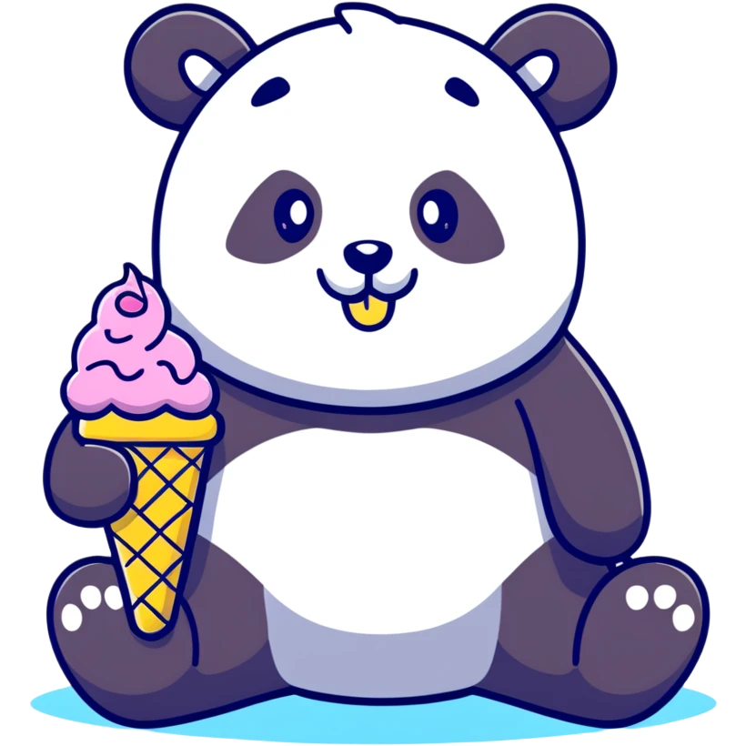 Panda eating ice cream emoji