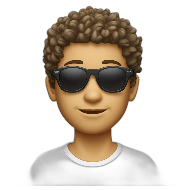 Garçon cheveux bouclés avec un taper et des lunette oakley emoji